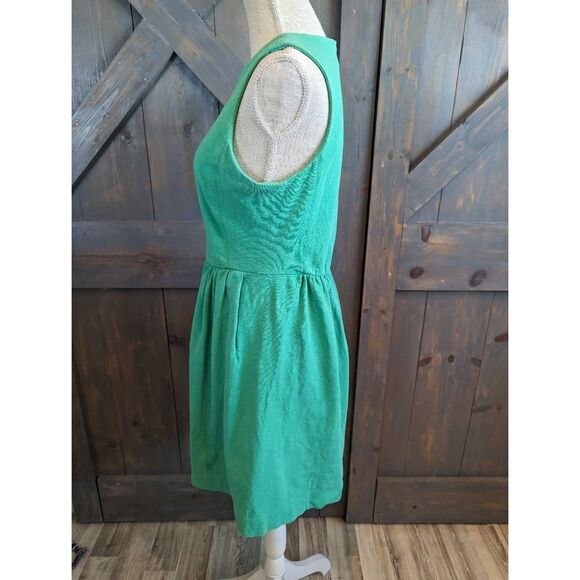 J. Crew Mini Camille Dress Women's Size Medium Green A-Line Sleeveless Cotton - Picture 2 of 10